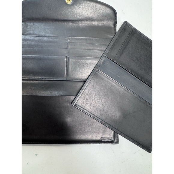VTG Coach Wallet Black Leather Long Slim Card Organizer Checkbook Insert - Picture 6 of 16